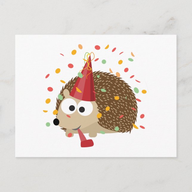 Confetti Party Hedgehog Postcard (Front)