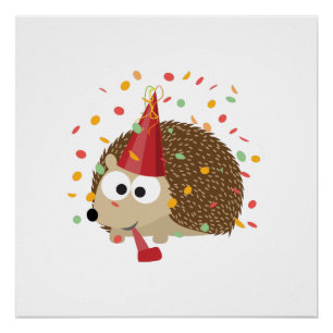 Confetti Party Hedgehog Poster