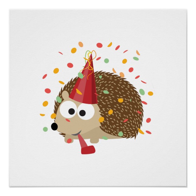 Confetti Party Hedgehog Poster (Front)