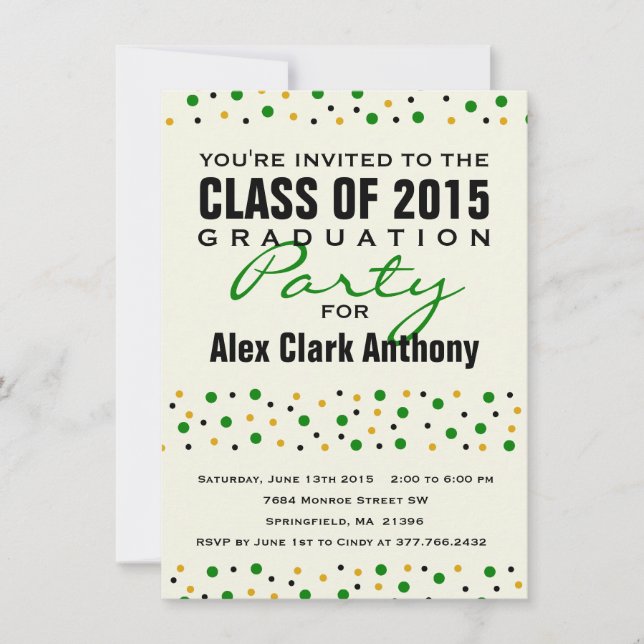 Confetti Party Invitation 2015 Graduation (Front)