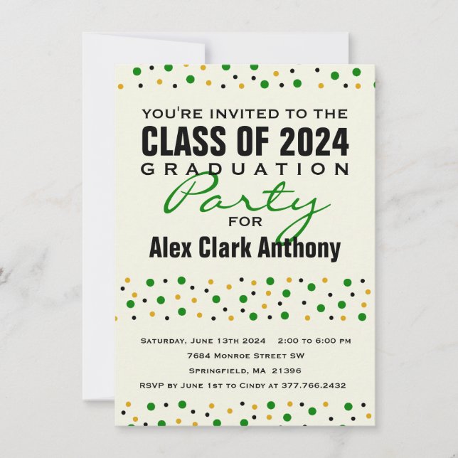 Confetti Party Invitation 2024 Graduation (Front)