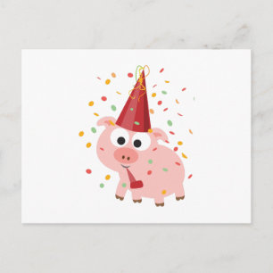 Confetti Party Pig Invitation Postcard