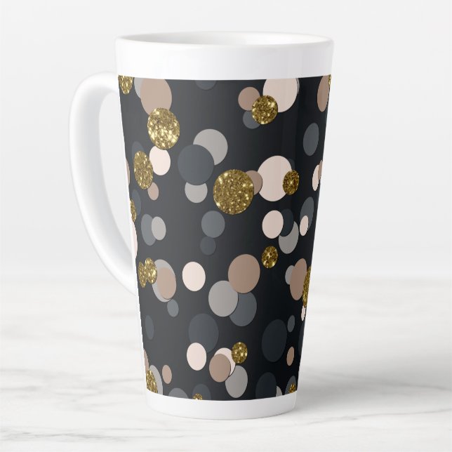 Confetti Peach, Maple, Grey and Gold Glitter Latte Mug (Left Angle)