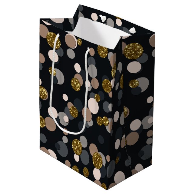Confetti Peach, Maple, Grey and Gold Glitter Medium Gift Bag (Front Angled)
