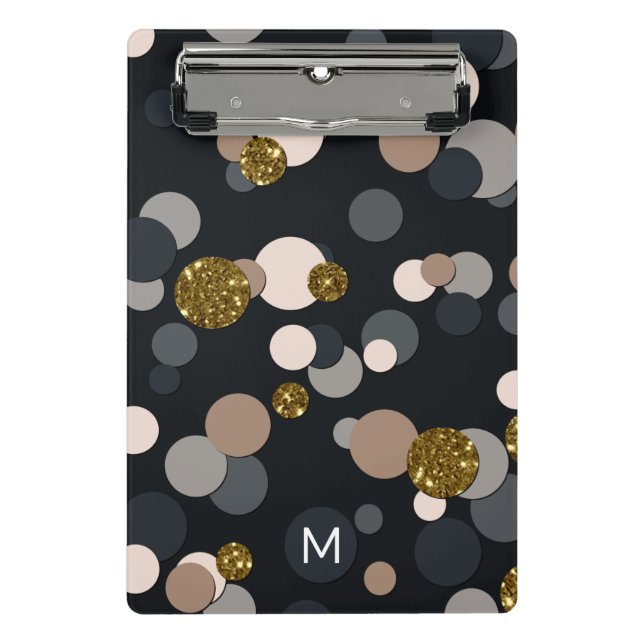 Confetti Peach, Maple, Grey and Gold Glitter Mini Clipboard (Front)