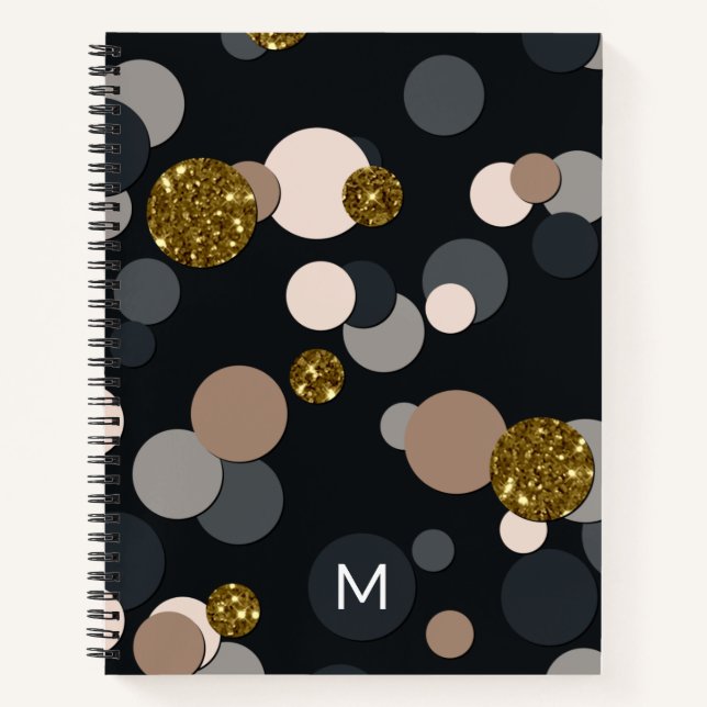Confetti Peach, Maple, Grey and Gold Glitter Notebook (Front)