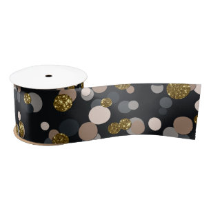 Confetti Peach, Maple, Grey and Gold Glitter Satin Ribbon