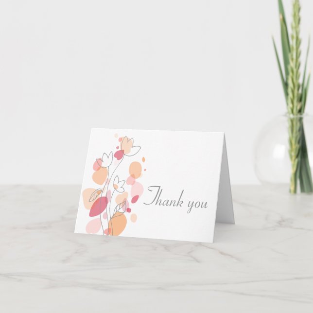 Confetti petals fall wedding thank you card (Front)