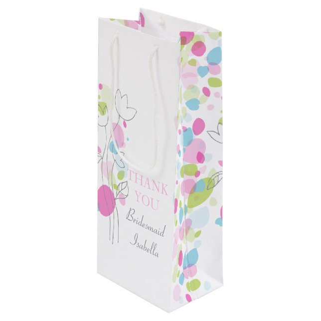 Confetti petals wedding Bridesmaid favour wine bag (Front Angled)