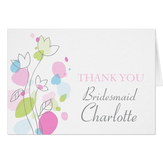 Confetti petals wedding bridesmaid thank you card