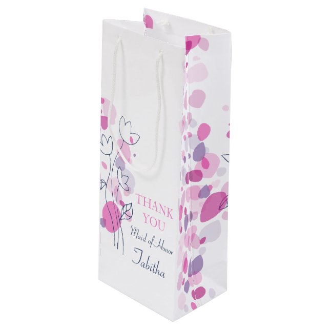 Confetti petals wedding Maid of Honour wine bag (Front Angled)