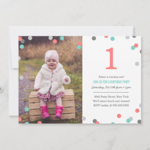 Confetti Photo Birthday Invitation