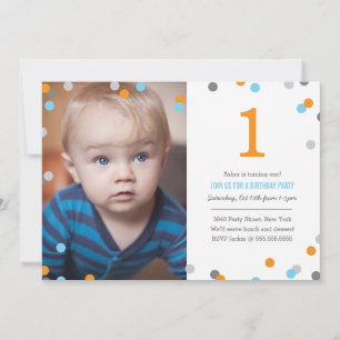 Confetti Photo Birthday Invitation