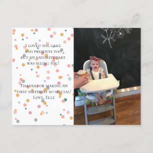 Confetti Photo Birthday Thank You Post Card