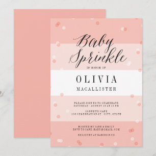 Confetti Pink Stripes Girl Baby Sprinkle Invite