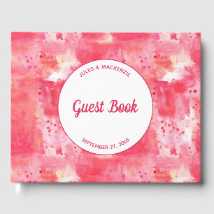 Confetti Pink Watercolor Abstract Modern Wedding Guest Book