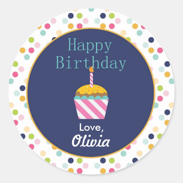 Confetti Polka Dot Personalised Birthday Stickers (Front)