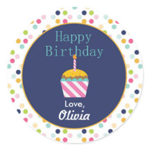 Confetti Polka Dot Personalised Birthday Stickers