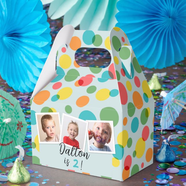 Confetti Polka Dots Boys Photo Birthday Party Favour Box (Party)