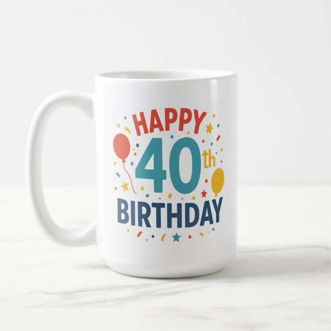 Confetti Pop: Happy 40th Birthday Mug (Left)