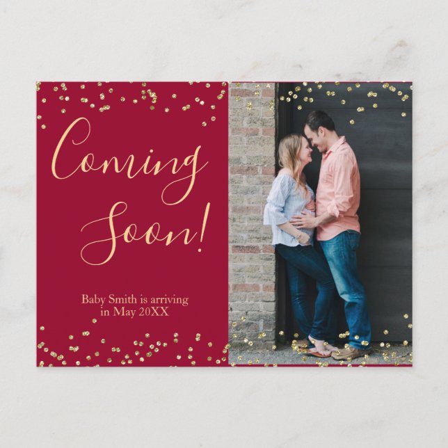 Confetti Pregnancy Announcement Postcard (Front)