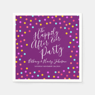 Confetti purple happily ever after wedding party napkin