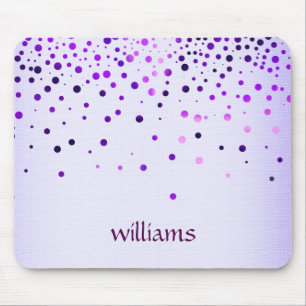 Confetti Purple Linen Glitter Girly Dots Mouse Mat