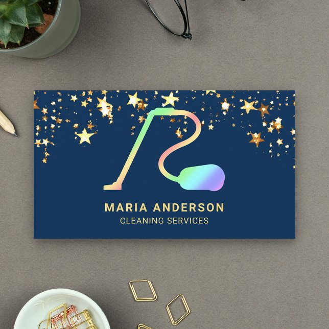Confetti Rainbow Vacuum Cleaner Cleaning Services Business Card (Creator Uploaded)