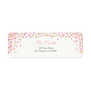 Confetti Return Address Label Pink Gold Girl Baby
