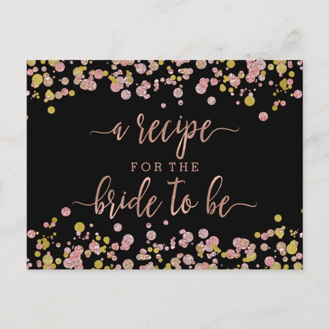 Confetti Rose Gold Bridal Shower Recipe Card (Front)