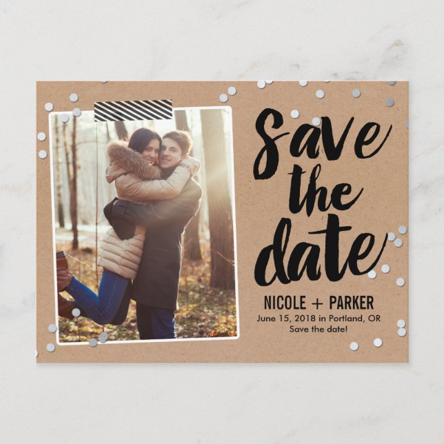 Confetti Save The Date Postcard (Front)