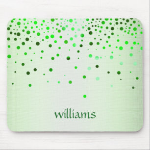Confetti Sea Green Linen Glitter Girly Dots Mouse Mat