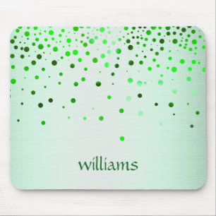 Confetti Sea Green Linen Glitter Girly Dots Mouse Mat