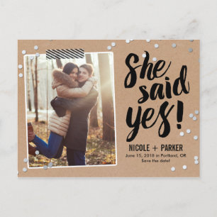 Confetti She Said Yes Save The Date Postcard