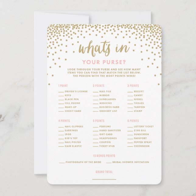 Confetti Shower | What's in Your Purse Cards (Front)