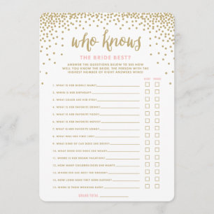 Confetti Shower Who Knows the Bride Best Cards