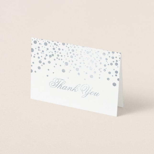 Confetti Silver Foil Dots Thank You Foil Card (Front)