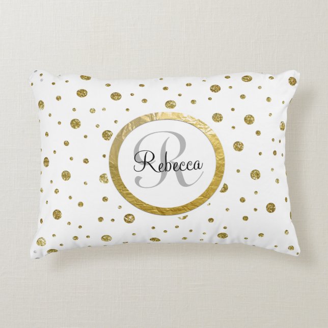Confetti Silver/Gold Monogram Decorative Cushion (Front)