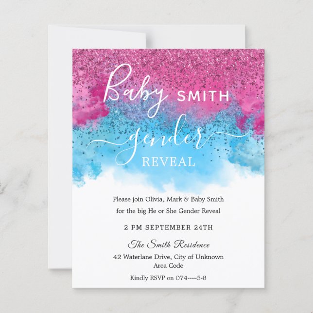 Confetti Smoke Baby Gender Reveal Invitation (Front)
