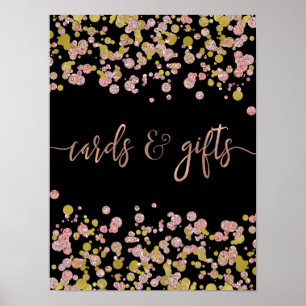 Confetti Sparkle Rose Gold Wedding Cards & Gifts Poster