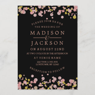 Confetti Sparkle Rose Gold Wedding Invitations