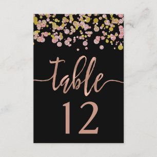 Confetti Sparkle Rose Gold Wedding Table Numbers