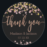 Confetti Sparkle Shine Rose Gold Wedding Favour Classic Round Sticker<br><div class="desc">Confetti Sparkle Shine Faux Rose Gold & Gold Wedding favour stickers with Colour Editable Background. With trendy brush script font! ~ Easily change the watercolor background colour, just click "Customise" Scroll down through the text and images until you see the background colour area, and select your custom colour. Be sure...</div>