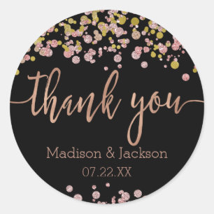Confetti Sparkle Shine Rose Gold Wedding Favour Classic Round Sticker