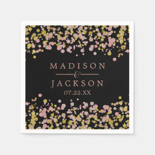 Confetti Sparkle Shine Rose Gold Wedding Monogram Napkin