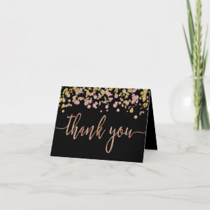 Confetti Sparkle Shine Rose Gold Wedding Thank You Card