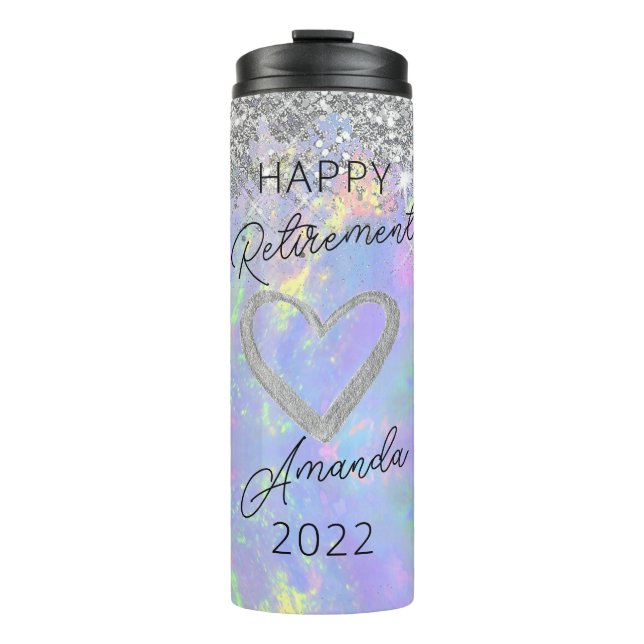 Confetti Sparkly Glitter Retirement Gift For Her Thermal Tumbler (Front)