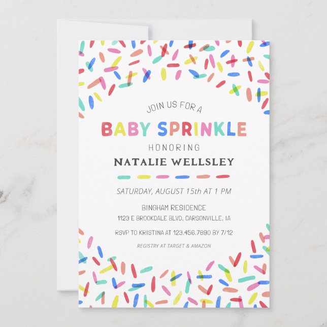 Confetti Sprinkles Baby Sprinkle Invitation (Front)