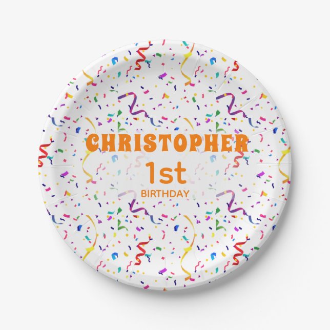 Confetti & Sprinkles birthday paper plates (Front)