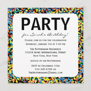 Confetti Sprinkles Birthday Party Invitation